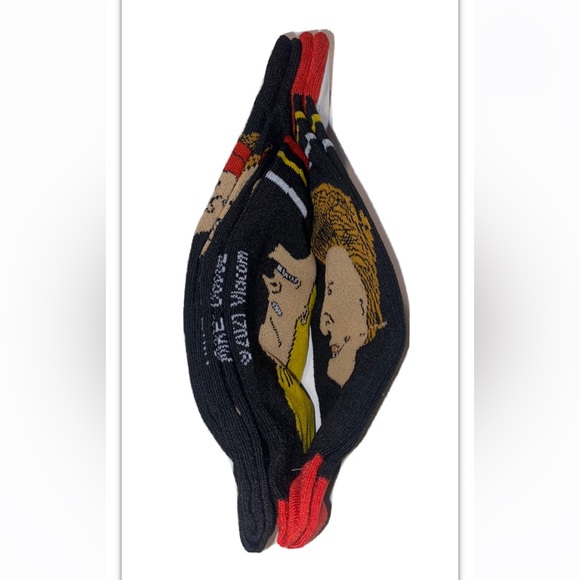 Beavis & Butt Head Crew Socks 2 Pair Men 6-12 Black Red Faces & Burger World NEW - Picture 5 of 9